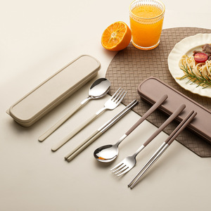 Tableware <b>Set</b> with Case Stainless Steel Travel Camping Pack with Box Portable Cutlery <b>Sets</b> - Product Image 3