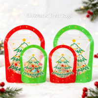 Sac d'emballage de Noël, sac cadeau de dessin animé, sac à fermeture éclair pour bonbons, biscuits, collations, sac scellé pour cadeaux d'enfants, sac à main