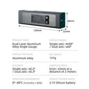 เครื่องวัดมุมดิจิตอลแบบเลเซอร์คู่, เครื่องวัด<span class=keywords><strong>ระดับ</strong></span>อะลูมิเนียมอัลลอยความแม่นยำสูง พร้อมเลเซอร์<span class=keywords><strong>เส้น</strong></span>/กากบาทสีเขียว - Product Image 6