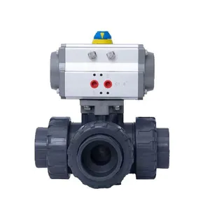 15mm 40mm 50mm 65mm Double Union Socket Pneumatic Actuator Ball Valve 2/3 Way Upvc Air Control Ball Valve