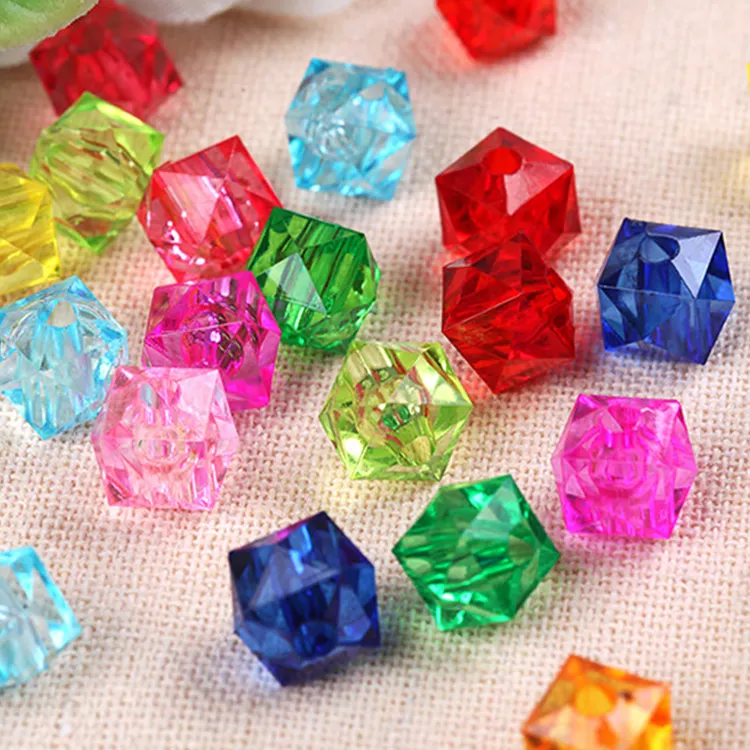 8/10/12mm 500g Transparent Faceted Square Plastic Beads with Holes   Wholesale Colourful Clear Acrylic Beads for Jewelry Making