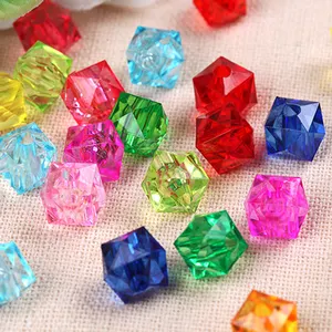 8/10/12mm 500g Transparent Faceted Square Plastic Beads with Holes , Wholesale Colourful Clear Acrylic Beads for Jewelry Making