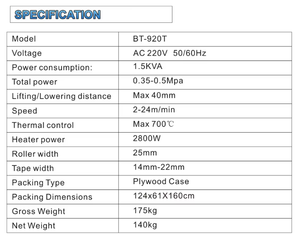 เครื่องซีลตะเข็บด้วยลมร้อน BT-920T สำหรับผ้าป้องกันชนิดไม่ถักทอ - Product Image 3