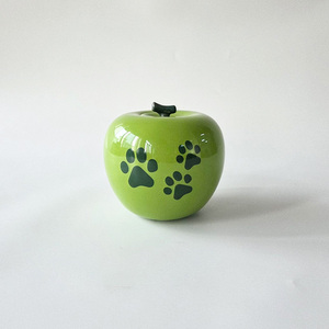 Seramik Elma Şeklinde Evcil Hayvan Külleri İçin Dekoratif Anıt Urn, Köpekler ve Kediler İçin Pati İzi Hatıra Urn, Evde Sergileme İçin - Product Image 1