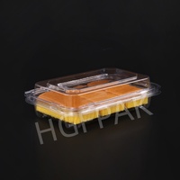 Emballage écologique en plastique RPET transparent de 16 oz pour gâteau roulé suisse, conteneur alimentaire jetable en PET avec couvercle à charnière transparent