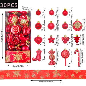 Bola Natal Buatan Tangan 30pcs Bentuk Beragam dalam Kemasan Silinder, Laris untuk Pohon Natal di Rumah dan Acara Liburan - Product Image 4