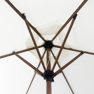 Parasol de terrasse design moderne 2,2 m, mât en aluminium, finition effet <span class=keywords><strong>bois</strong></span> avec <span class=keywords><strong>tuiles</strong></span> <span class=keywords><strong>et</strong></span> manivelle, <span class=keywords><strong>auvent</strong></span> résistant aux UV, couleur huître - Product Image 4