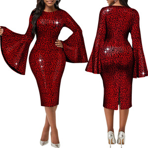 Vestido largo de Invierno para <span class=keywords><strong>mujer</strong></span>, prenda de manga larga con estampado de retales negros y cuello redondo, estilo popular - Product Image 5