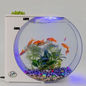 Acuario cilíndrico redondo de acrílico de 10 litros para medusas, para decoración del hogar, ecológico, duradero, transparente, acuario de escritorio. - Product Image 3