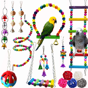 Jouets écologiques modernes pour perroquets, balançoire de cage, perchoir, jouets à mâcher pour perroquets, ensemble combiné de jouets éducatifs pour oiseaux - Product Image 1