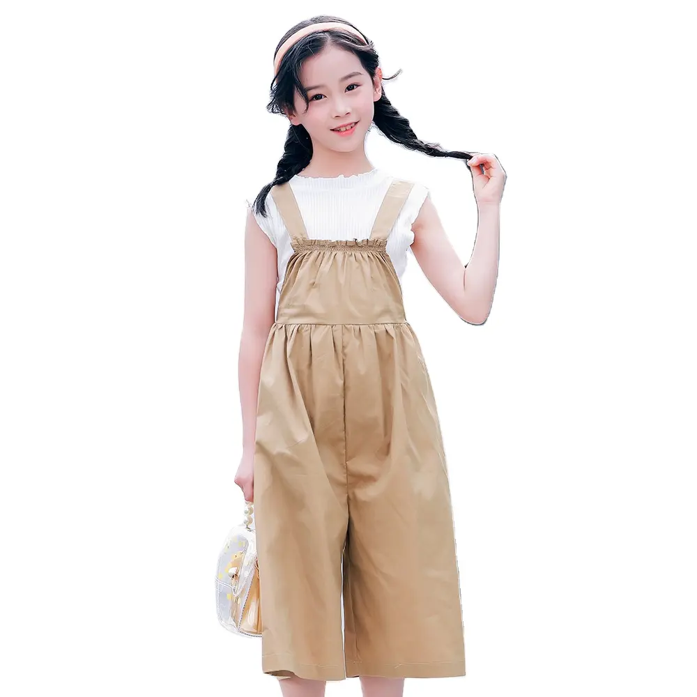 Summer Teenage Girl Clothing Sets Tops Overall 2 Pcs Children Outfits Fashion Kids Costume Casual Baby Clothes Boutique Suits