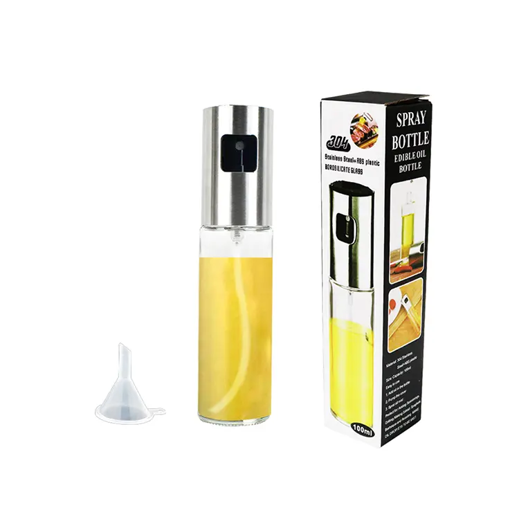 Draagbare Food Grade Glas Roestvrij Staal Koken Olijfolie En Azijn Sproeier Spray Dispenser Fles Voor Bbq Salade Bakken