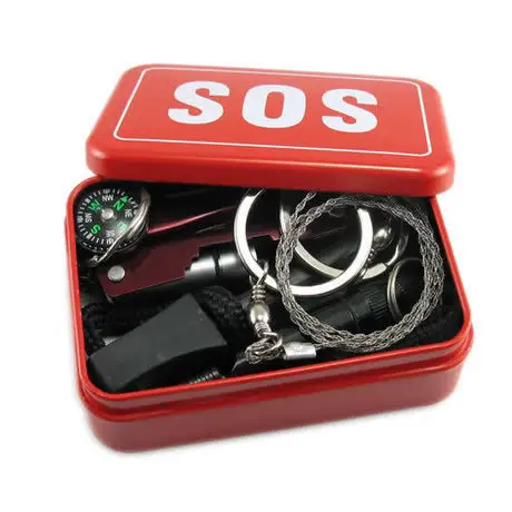 Du Lịch Cắm Trại Ngoài Trời Công Cụ Máy Kéo SOS Survival Kit Với Swiss Knife Đèn Pin Sơ Cứu