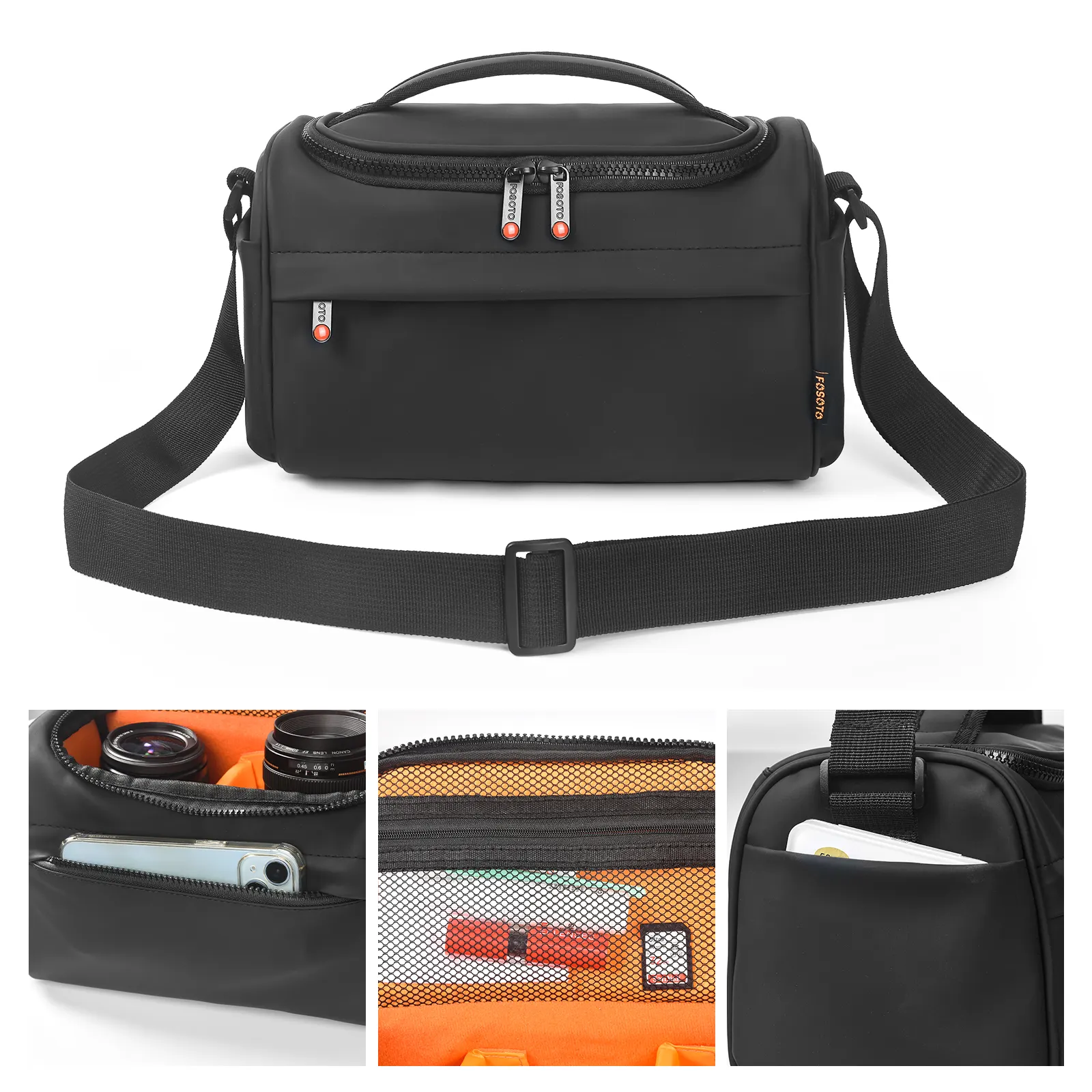 FOSOTO büyük kapasiteli su geçirmez Dslr kamera torba koruyucu kılıf ile hafif basit omuz çantası naylon kamera kılıfı