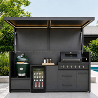YOUYA Barbecue de jardin intégré en acier inoxydable 304 résistant aux intempéries, pliable, pour patio, cour arrière, cuisine extérieure