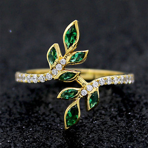 Anello Geometrico con Foglia di Ramo d'Ulivo Fresco per Donne, Gioiello da Dito Ispirato alla Natura - Product Image 3