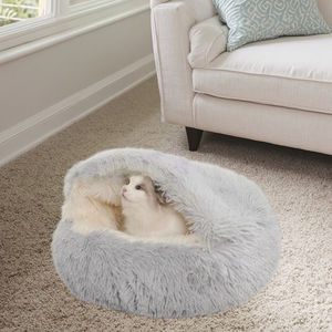 Lit <span class=keywords><strong>pour</strong></span> <span class=keywords><strong>chat</strong></span> en forme de beignet, luxueux, moelleux <span class=keywords><strong>et</strong></span> en fausse fourrure, <span class=keywords><strong>coussin</strong></span> rond chaud, confortable, nid d'intérieur <span class=keywords><strong>pour</strong></span> animaux de compagnie - Product Image 1
