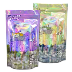 Custom Laser Printed Resealable Stand-up Laminated Plastic Pouches For Food Packaging With Ziplock Candy Gummies Bags