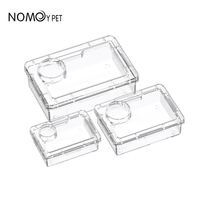 NOMOY PET, nuevo cuenco de alimentación antiescape transparente azul blanco con comedero suplementario para reptiles