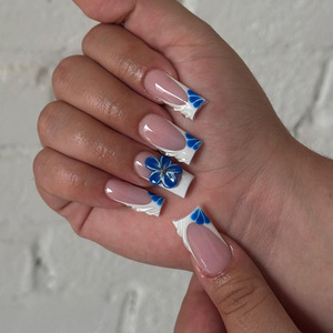 <span class=keywords><strong>Uñas</strong></span> Postizas Acrílicas de Lujo en Negro y <span class=keywords><strong>Dorado</strong></span>, Largas y Cuadradas, Hechas a Mano, <span class=keywords><strong>con</strong></span> Degradado Nude, Elegantes, para Salón - Product Image 3