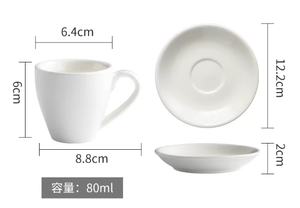 Tasse à expresso en porcelaine de qualité professionnelle avec soucoupe, tasse à expresso 80 ml (2,7 oz), couleurs vives assorties - Product Image 6