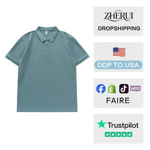 เสื้อโปโลผู้ชายสีฟ้าอ่อน แขนสั้น สีพื้น ใส่สบาย ระบายอากาศได้ดี พิมพ์ลายโลโก้ด้านหน้า - Product Image 2