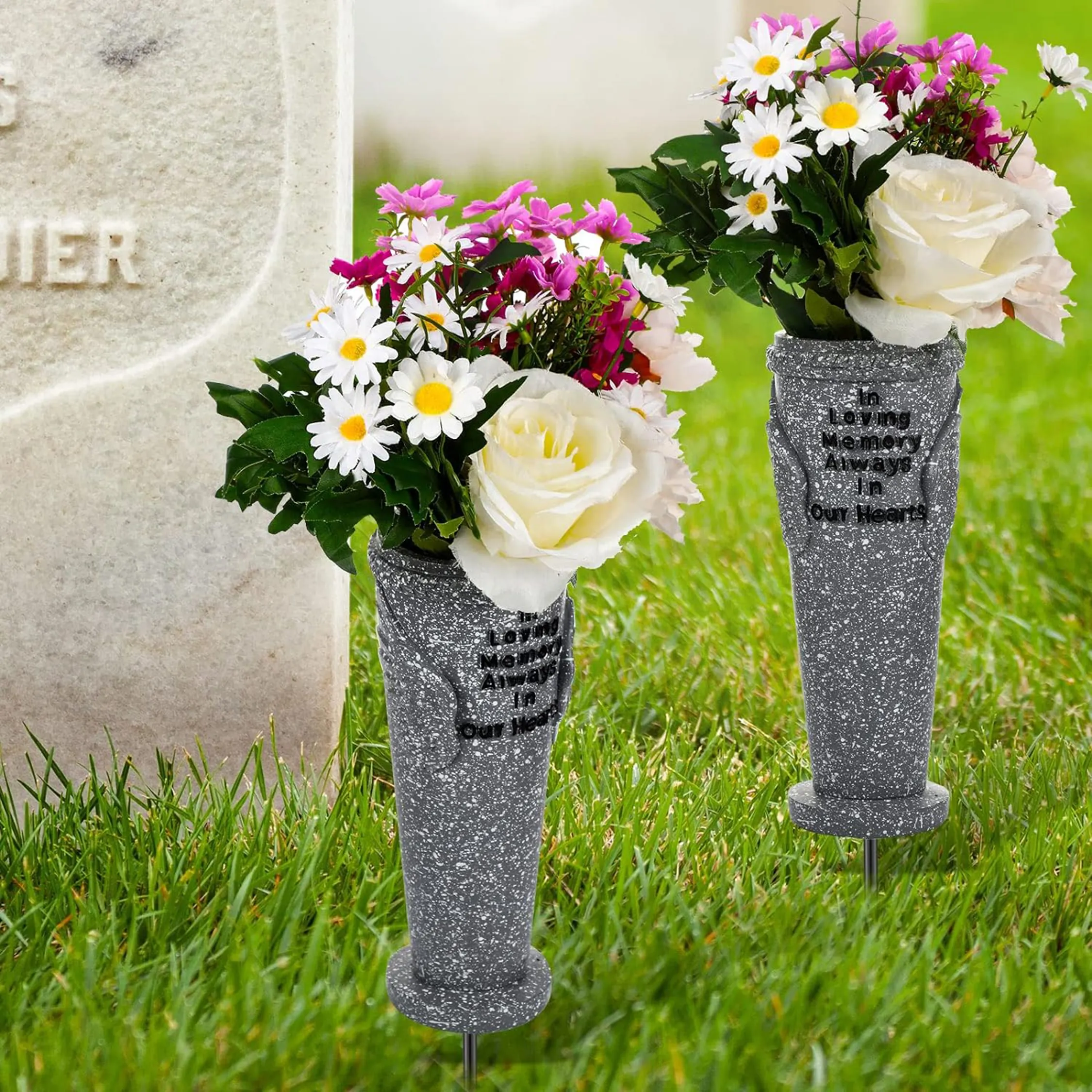 부활절 묘지 공장에서 하이 퀄리티 아르 데코 기념 꽃병 쌍 현대적인 디자인을 사용