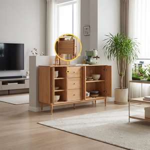 <span class=keywords><strong>Buffet</strong></span> en bois de chêne massif avec portes en verre, style moderne minimaliste, armoire de rangement pour salon et <span class=keywords><strong>salle</strong></span> à <span class=keywords><strong>manger</strong></span> - Product Image 2