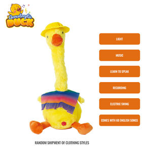 Pato de Peluche Eléctrico Musical Bailarín Amarillo con Grabación y Repetición, con 60 Canciones y Luces, Regalo para Bebés y Niños - Product Image 3