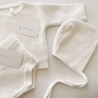 100% coton biologique tricoté ensemble de vêtements unisexe bébé pull enfant en bas âge doux printemps automne hiver tenue Ins Style pull fermeture