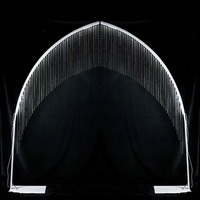 Arche de toile de fond suspendue avec pendentifs en cristal et rideau de perles, éclairée par LED, pour événements, fêtes, mariages et décoration d'allée