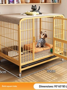 Cage pour chien de taille moyenne et grande, niche d'intérieur avec plateau de toilette séparé, structure en tube carré, sans installation, pour <span class=keywords><strong>Labrador</strong></span> et <span class=keywords><strong>Golden</strong></span> <span class=keywords><strong>Retriever</strong></span> - Product Image 4