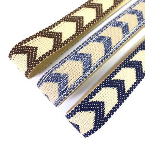 Custom High Quality Woven Jacquard Herringbone Striped Polyester Cotton <b>Webbing</b> Tape Strap Belt for Bag - Product Image 1