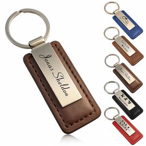 Porte-clés de voiture personnalisé, cadeau de déménagement en cuir sur mesure, porte-clés en acier inoxydable gravé pour papa - Product Image 1