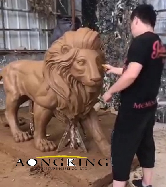 Custom Gold Color Bronze Lion Statue - High-Quality Metal