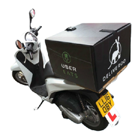 Boîte de rangement noire en plastique ondulé pour moto et scooter, idéale pour la livraison de nourriture