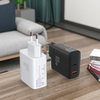 Chargeur mural USB-C GaN 65W Shenzhen Lvxiangyuan, PD QC double port, charge rapide, prise EU, certifié CE pour téléphone, tablette, ordinateur portable