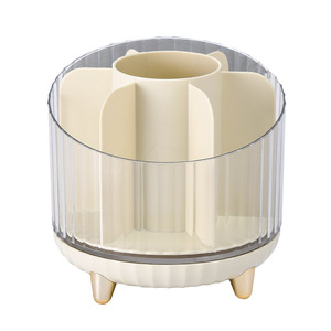 Rotating Makeup Brush Holder With Compartments For Lipsticks Eyeshadows Eyebrow Powder Brushes Cosmetics Dressing Table Storage - Product Image 5