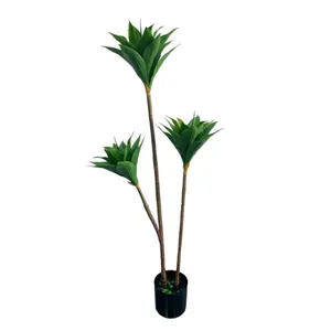 Mini Plastic 3 Branches Ornamental Indoor Snake Bonsai Faux Agave Natural Artificial Plant with Pot Maceta Anlage Crafts