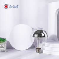 Usine E27 A60 G80 G125 8w 2700k Argent Demi Miroir Led Filament Ampoules Miroir Demi Chrome Globe Lumière