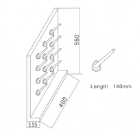 Rak Pengering Gelas Laboratorium Kimia Profesional 27rods dari PP untuk Meja Laboratorium Medis Pegboard 550*400*115mm