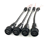 Kabel Daya 2 Pin Berulir dengan Soket Betina dan Konektor Sekrup, Kabel Merah Hitam untuk Kamera CCTV dan Suplai Driver LED