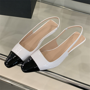 XSD High-End Custom Women's Summer <b>Sandals</b> European American Black White Low-Heeled Mules Closed-Toe High Top Comfortable Design - Product Image 1