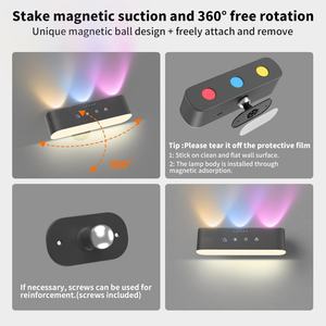 Nouvelle lampe murale magnétique double face lumineuse, veilleuse LED sans fil, rechargeable, interrupteur tactile, lampe murale de chevet intérieure - Product Image 4
