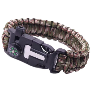 SFB86 803 Survival Bracelet Outdoor Survival Kit with Whistle Compass <b>Fire</b> <b>Starter</b> Adjustable Bracelet - Product Image 3
