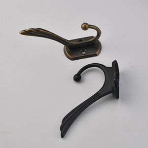 Double <b>Hook</b> Coat <b>Hook</b> <b>Wall</b> Mounted Bronze Black Cast Iron Rectangle Shape Bathroom Use Coat And Cap <b>Hook</b> - Product Image 3