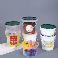 Seau en plastique transparent blanc PP hermétique de 300-750 ml avec poignée et couvercle pour la vente en gros, idéal pour les aliments à emporter, les glaces et les biscuits
