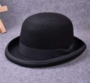 Fashion Trendy Unisex Mens Wool Felt Bowler <b>Hat</b> Formal Derby <b>Hat</b> <b>Flat</b> Top Fedora <b>Hats</b> Short Brim - Product Image 3