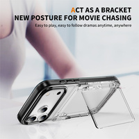 Casing HP Transparan dengan Slot Kartu dan Penyangga untuk iPhone 17 Air 16 15 Plus 14 13 12 Pro Max, Anti Benturan, Bahan Akrilik Keras