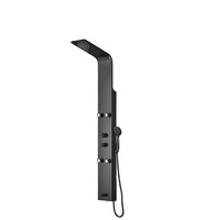 Panel de Ducha de Acero Inoxidable de Diseño Moderno S505 con Doble Grifo, Rociador de Lluvia, Acabado Cepillado, Grifos de Pie con Válvula Cerámica